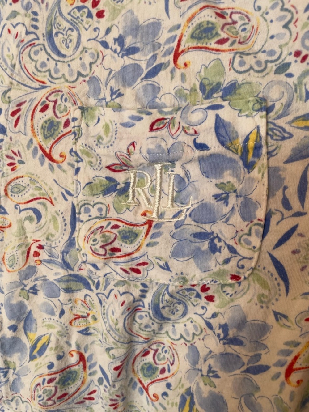 Lauren Ralph Lauren Floral Pajama Lounge Set Blue Embroidered Logo XL Preppy - Picture 3 of 9